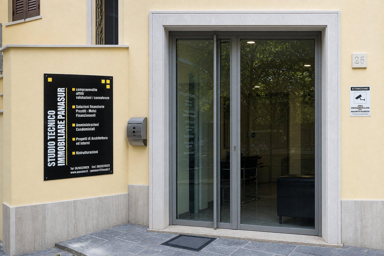 Ingresso dello Studio Tecnico Immobiliare PANASUR in via Dalla Chiesa 26, Genzano di Roma